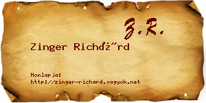 Zinger Richárd névjegykártya